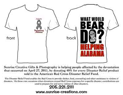 Alabama Disaster Relief T-Shirts made with sublimation printing